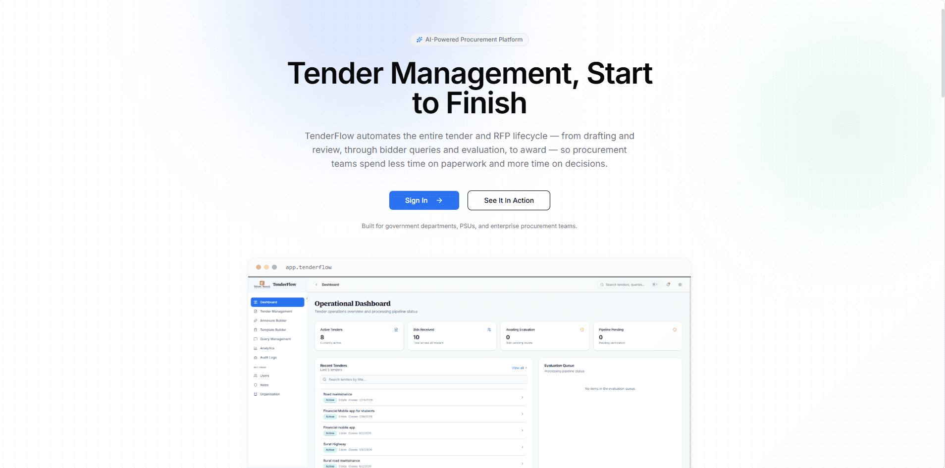 TenderFlow AI product interface